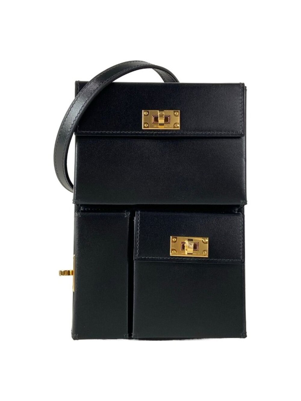 Hermes Shoulder Bag Kelly Multi Pocket to Go Black Gold